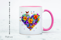 Watercolor floral heart mug sublimation design Product Image 1