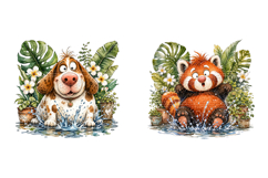Funny Splashing Animal Clipart Bundle, Tropical Summer Product Image 5