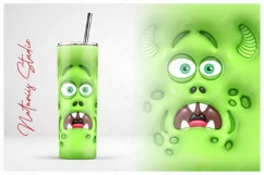 Funny 3D Inflated Puffy Monster Face - 20oz SKINNY TUMBLER. Product Image 2