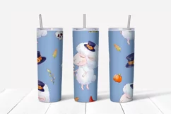 Halloween Animals sublimation design. Skinny tumbler wrap Product Image 5