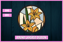 Layered Lillies Stained Glass SVG | 3D Paper Cut Floral Product Image 1