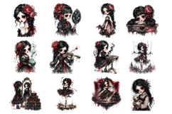 Watercolor Gothic Doll Clipart Bundle Product Image 5