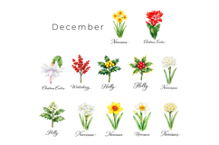 134 Watercolor Birth Month Flowers PNG Bundle Product Image 5