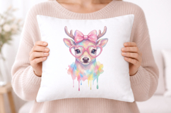 Cute Watercolor Deer with Pink Bow &amp; Heart Glasses PNG Product Image 5