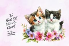 Two cute floral cat watercolor clipart Product Image 1