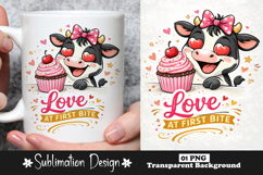 Love At First Bite Cute Cow Cupcake Lover Funny Dessert PNG Product Image 1
