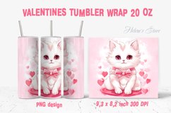 White Valentines cat tumbler wrap 20oz sublimation design Product Image 1