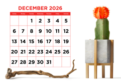 2026 Large Number Bold Color 8.5 x 11 Inch Calendar Template Product Image 6