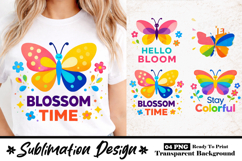 Blossom Time Colorful Butterfly Sublimation Design Product Image 1