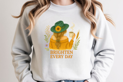 Autumn Girl with Coffee and Sunflower Hat Illustration Product Image 1