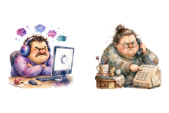 Funny Sarcastic Watercolor Clipart PNG Product Image 5