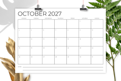 2027 A4 Thin Sans Serif Monday to Sunday Calendar Template Product Image 4