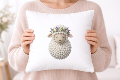 Knitted Sheep with Flower Crown PNG Product Image 5