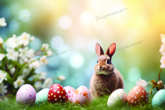 Bunny with egg background, easter bunny digital paper Product Image 1
