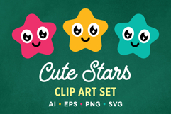 Cute Smiling Star Clip Art Set Product Image 2