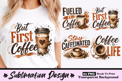 But First Coffee Motivational Coffee Lover Vintage PNG Product Image 1