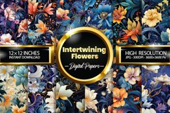Intertwining Seamless Flower Digital Papers, Flowers Pattern Product Image 1