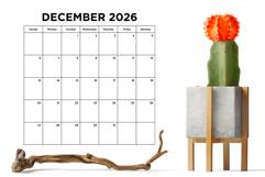 2026 Small Number Simple 8.5x11 Inch Calendar Product Image 5