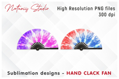 11 Vibrant Tie Dye Patterns - HAND CLACK FAN Sublimation. Product Image 5