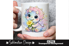 Pastel Triceratops With Flower Product Image 1