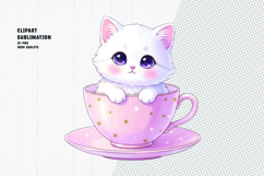 Kitten in Teacup clipart sublimation png Product Image 1