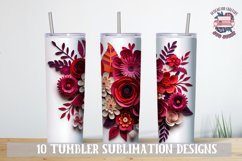 3D Flower Sublimation bundle Tumbler Wrap 20 oz Burgundy Product Image 6