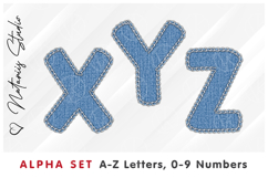 Blue Denim Alpha Set. Letters Numbers Clipart. Product Image 5