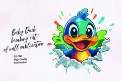 Cute duck breaking out of wall clipart sublimation Product Image 1