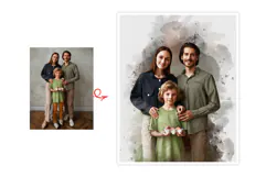 Watercolor Brush Of Love Family Portraits Effect Product Image 1