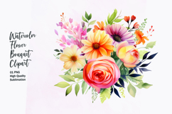 Watercolor Floral bouquet clipart sublimation Product Image 1