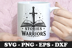 Stories Of Warriors Sword And Book Fantasy SVG Design Product Image 1