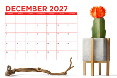 2027 8.5 x 11 Inch Bold COLOR Calendar Template Product Image 6
