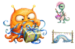 Birthday Creepy Monster Clipart Bundle Product Image 5