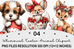 Whimsical Easter Animal Clipart Watercolor Easter Bunny PNG Product Image 1