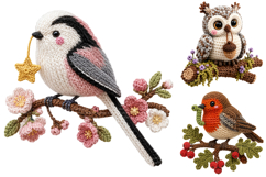 Crochet Bird Clipart Bundle, Amigurumi Birds PNG Product Image 5