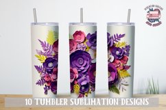 3d Flower Sublimation bundle Tumbler Wrap 20 oz Violet Product Image 6