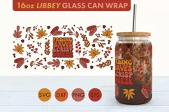 Autumn Fall Leaves SVG PNG 16 oz Libbey Glass Can Wrap Product Image 5