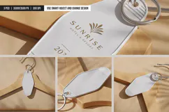 Retro Hotel Keychain on Clothes Hanger Mockup Product Image 5