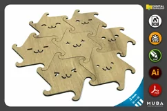 Puzzle Wooden Coasters, Wooden Jigsaw Puzzle, Laser Cut File Product Image 5