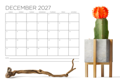 2027 8.5 x 11 Inch Thin Sans Serif Calendar Template Product Image 5