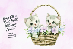 Two cat in floral basket clipart sublimation Product Image 1