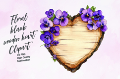 Floral blank wooden heart clipart Product Image 1