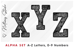 Black Camo Alpha Set. Letters Numbers Clipart. Product Image 5