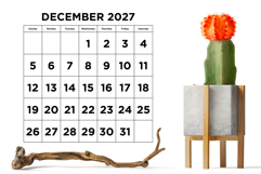 2027 Large Number Bold 8.5 x 11 Inch Calendar Template Product Image 5