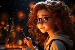 3D Character Child Girl Astronomer with relevant environment Product Image 1
