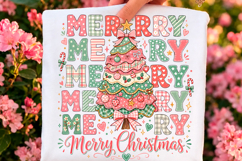 Merry Christmas Patchwork Tree PNG Product Image 1