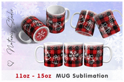 3 Christmas Buffalo Plaid designs - 11oz-15oz Bottom Mug. Product Image 5