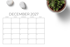 2027 8.5x11 MON-FRI Calendar Template Product Image 5