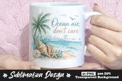 Ocean Air Don’t Care Beach Sublimation Mug Design Product Image 1