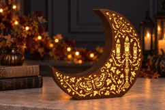 Halloween Crescent Moon Lantern SVG - Masquerade & Moths Product Image 2